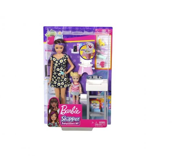 Barbie Σκίπερ Babysitter-Στο Μπάνιο Με Το Μωρό (FJB01)